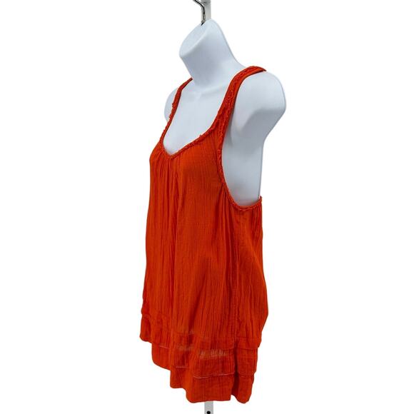 Edme & Esyllte Tank Top WMNS S Orange Pullover Crochet Lace Racerback Scoop Neck - Picture 3 of 7